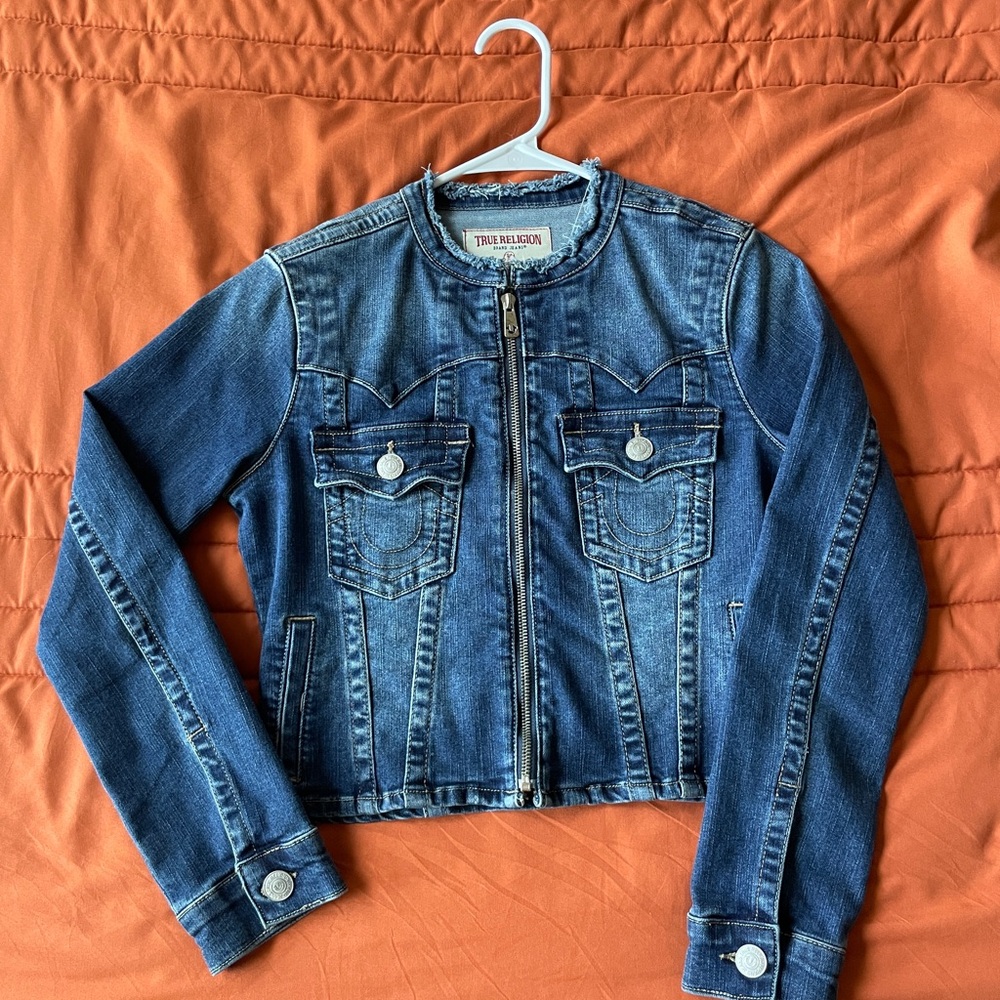 True Religion Blue Denim Zip Jacket